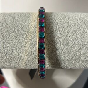 Savvy Swarovski Full Lead Crystal Gold Bracelet with Pink and Green Accents